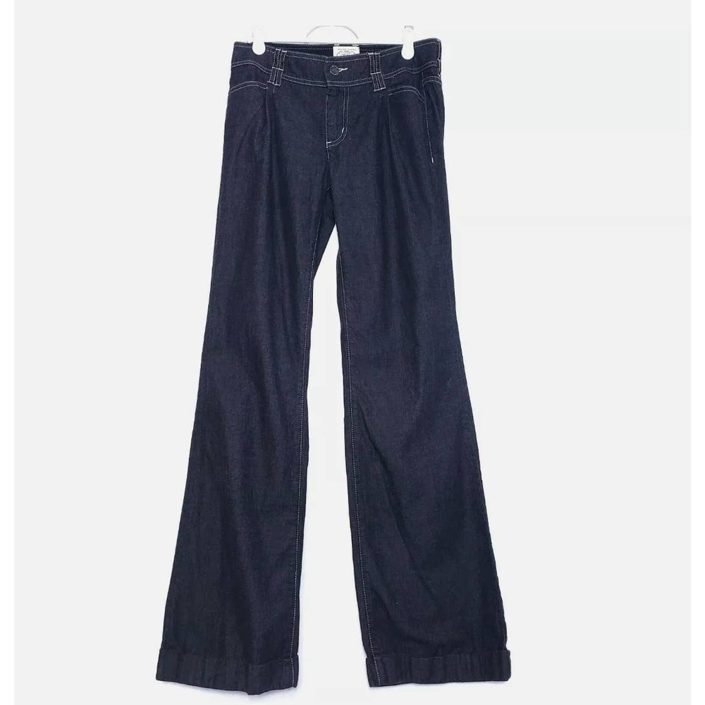 White House Black Market Wide Leg Cuffed Jeans Size 4